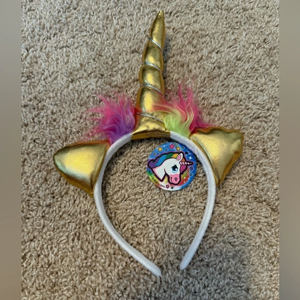 NWT Gold Unicorn Headband with Colorful Accents